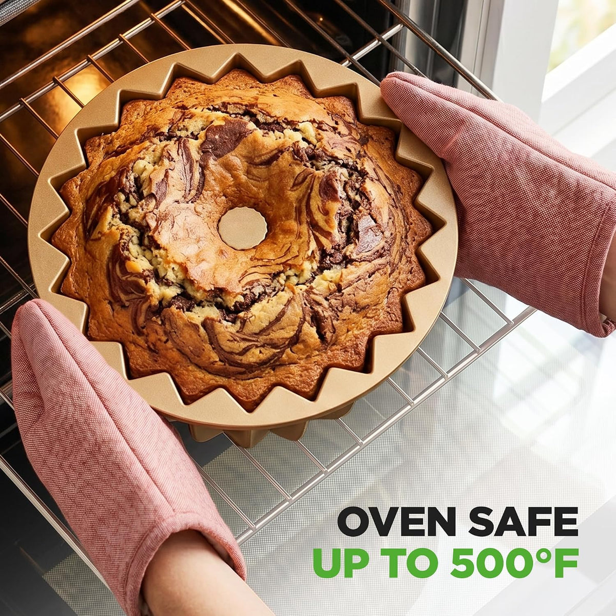 NutriChef Cake Pan - 10 Cups Die Cast Fluted Aluminum Cake Mold, Nonstick for Easy Release and Even Bake, Durable Design, Ideal for Desserts and Casseroles