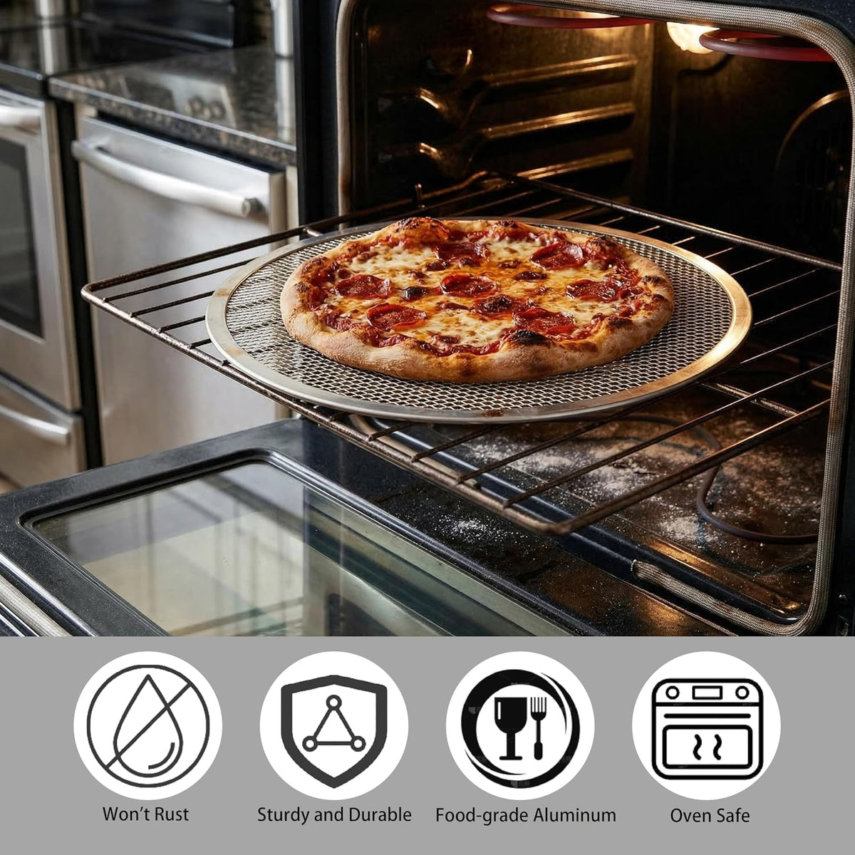 12 Inch Pizza Screen, Aluminum Mesh Pizza Pan for Oven for Crispy Crust