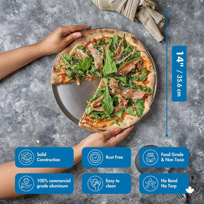 Norjac 14 Inch Pizza Pan, 6 Pack, Round Aluminum Pans, Baking Tray for Oven, Rust-Free, Durable & Long Lasting